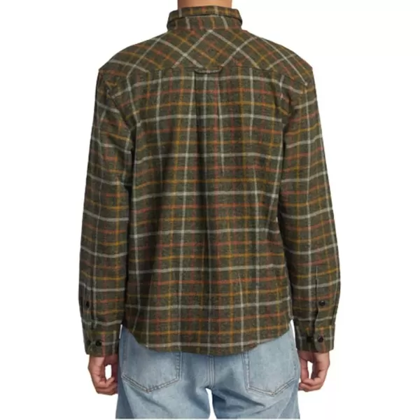 RVCA Mens Thatll Work Flannel Long Sleeve Woven ShirtHughes FlannelWarm Grey