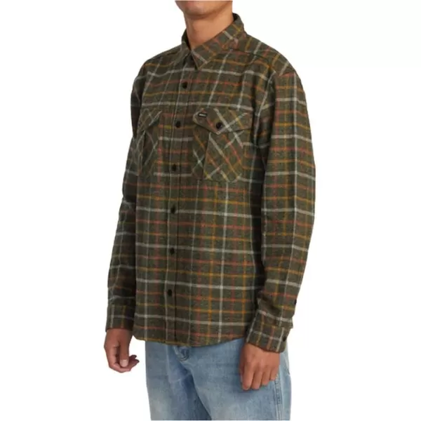 RVCA Mens Thatll Work Flannel Long Sleeve Woven ShirtHughes FlannelWarm Grey