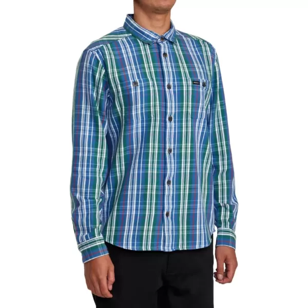 RVCA Mens Thatll Work Flannel Long Sleeve Woven ShirtOlympian Blue Coupled