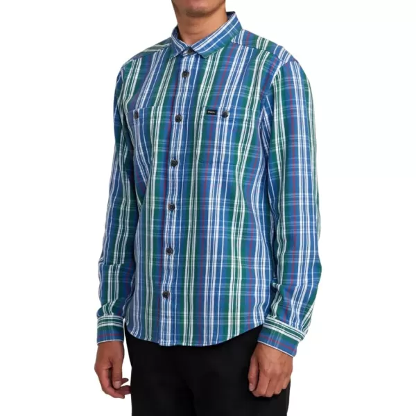 RVCA Mens Thatll Work Flannel Long Sleeve Woven ShirtOlympian Blue Coupled