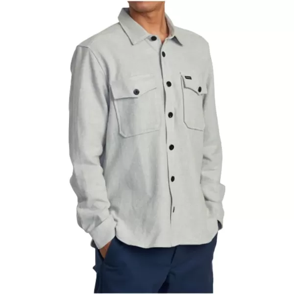 RVCA Mens Thatll Work Flannel Long Sleeve Woven ShirtVa Cpo ShirtGrey Marle