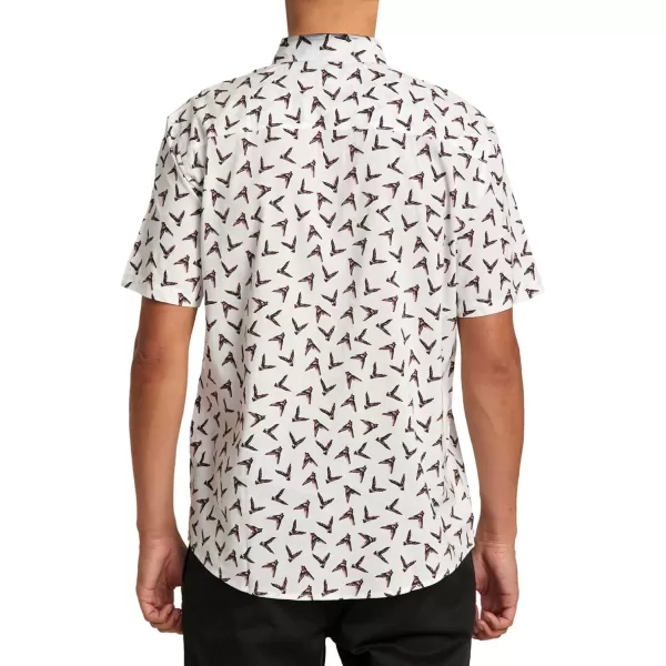 RVCA Mens Will Travel Short Sleeve ShirtAntique White Legend amp Mana