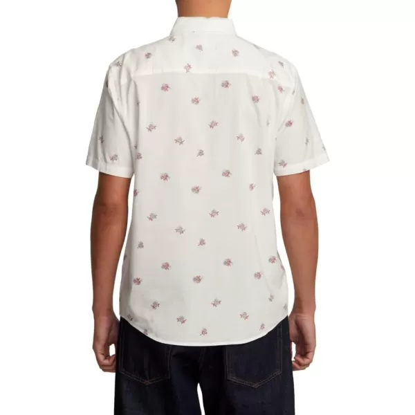 RVCA Mens Will Travel Short Sleeve ShirtAntique White Morning Glory