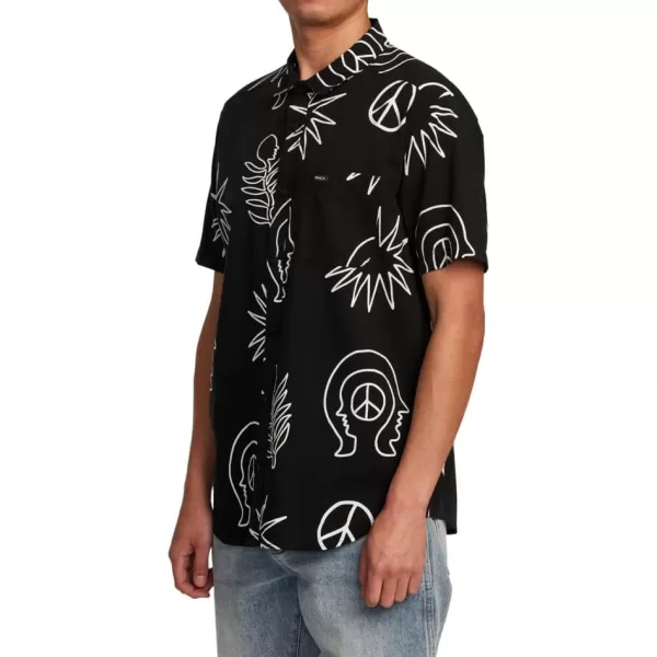 RVCA Mens Will Travel Short Sleeve ShirtBlack