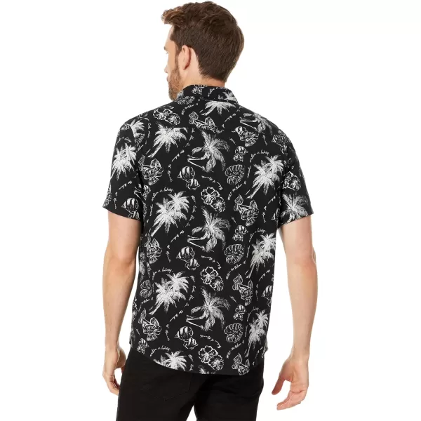 RVCA Mens Will Travel Short Sleeve ShirtBlack Tropic Winds