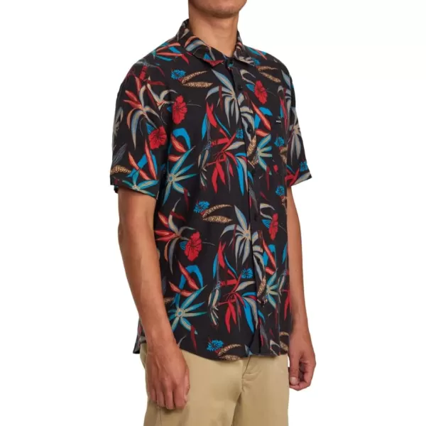 RVCA Mens Will Travel Short Sleeve ShirtBlack Will Travel