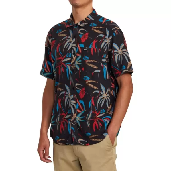 RVCA Mens Will Travel Short Sleeve ShirtBlack Will Travel