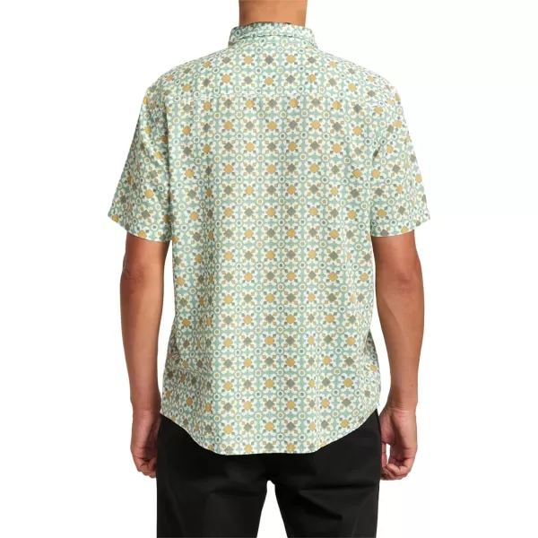 RVCA Mens Will Travel Short Sleeve ShirtGreen Haze Vacationist