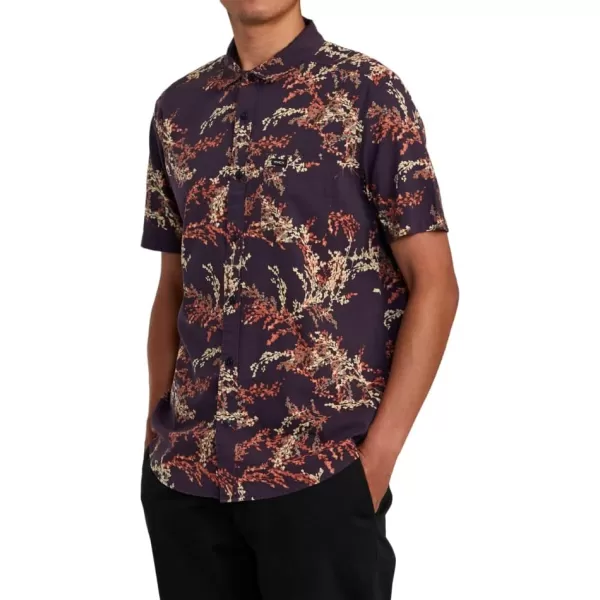 RVCA Mens Will Travel Short Sleeve ShirtMidnight Navy Anytime