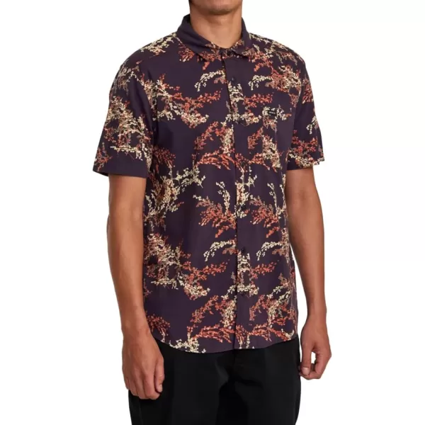 RVCA Mens Will Travel Short Sleeve ShirtMidnight Navy Anytime