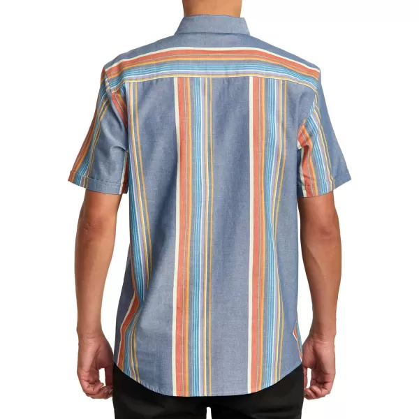 RVCA Mens Will Travel Short Sleeve ShirtMulti Mayday Stripe