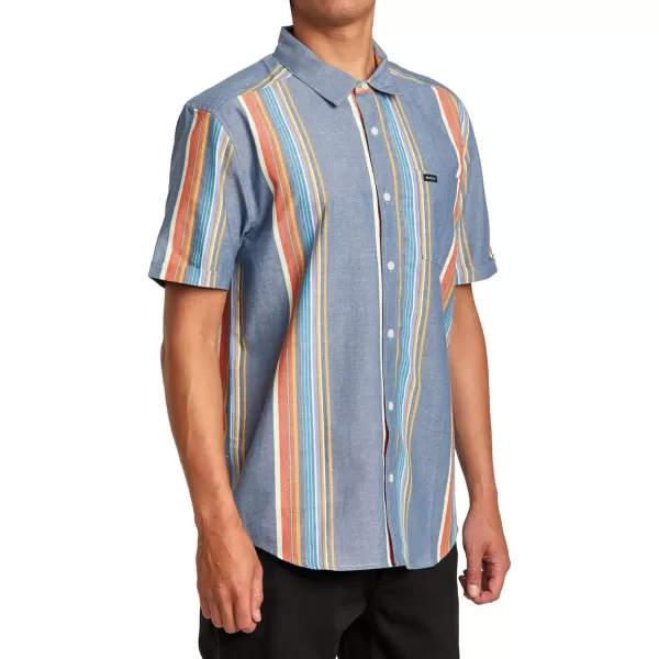 RVCA Mens Will Travel Short Sleeve ShirtMulti Mayday Stripe