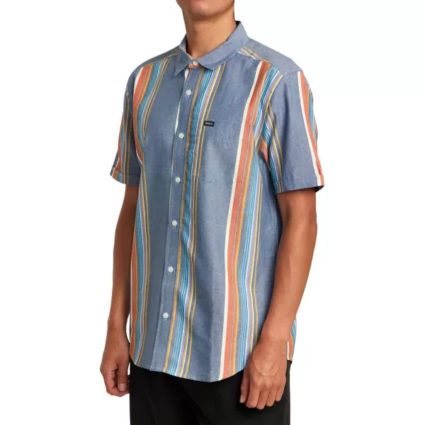 RVCA Mens Will Travel Short Sleeve ShirtMulti Mayday Stripe