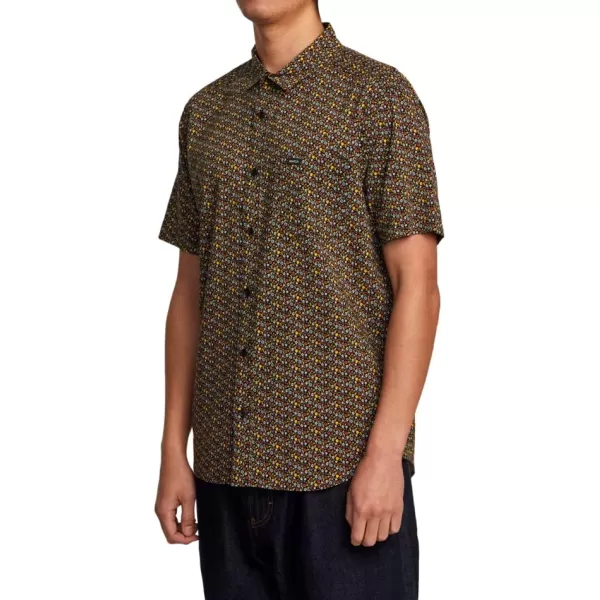 RVCA Mens Will Travel Short Sleeve ShirtMulti Micro Garden