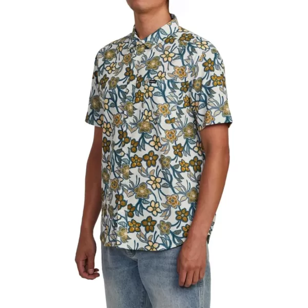 RVCA Mens Will Travel Short Sleeve ShirtSilver Bleach Evening Floral