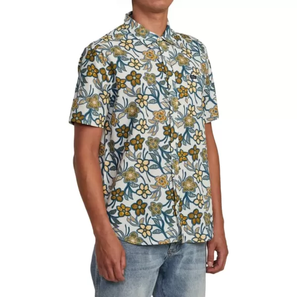 RVCA Mens Will Travel Short Sleeve ShirtSilver Bleach Evening Floral