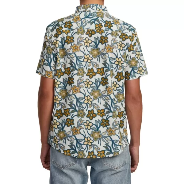 RVCA Mens Will Travel Short Sleeve ShirtSilver Bleach Evening Floral