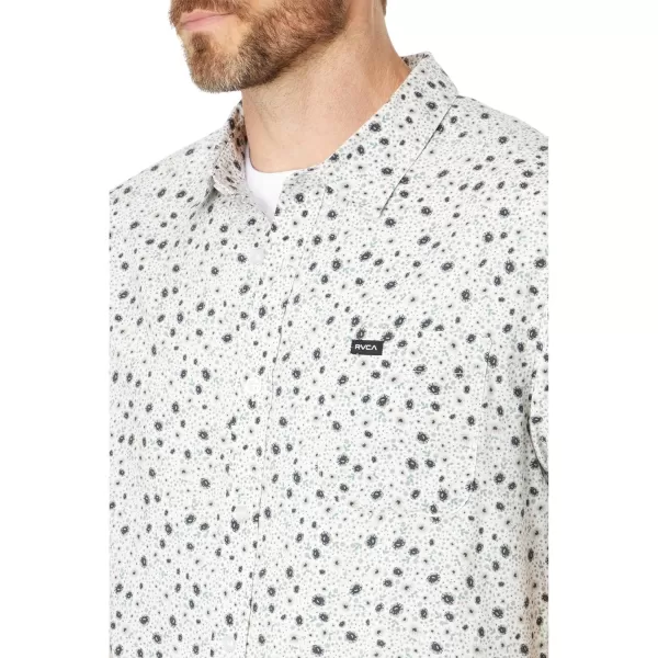 RVCA Mens Will Travel Short Sleeve ShirtWhite English Roses