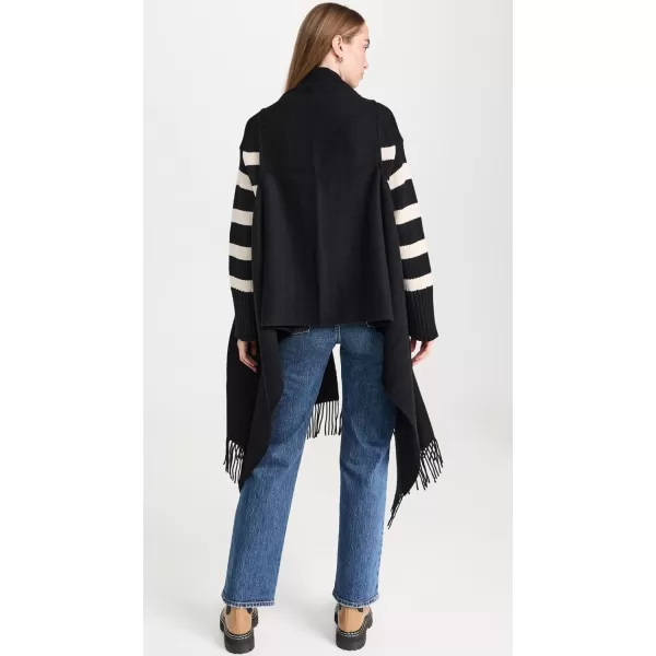 Rag amp Bone Womens Addison Fringed ShawlBlk