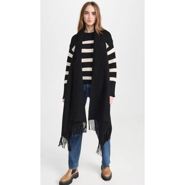 Rag amp Bone Womens Addison Fringed ShawlBlk