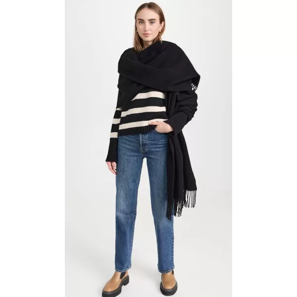 Rag amp Bone Womens Addison Fringed ShawlBlk