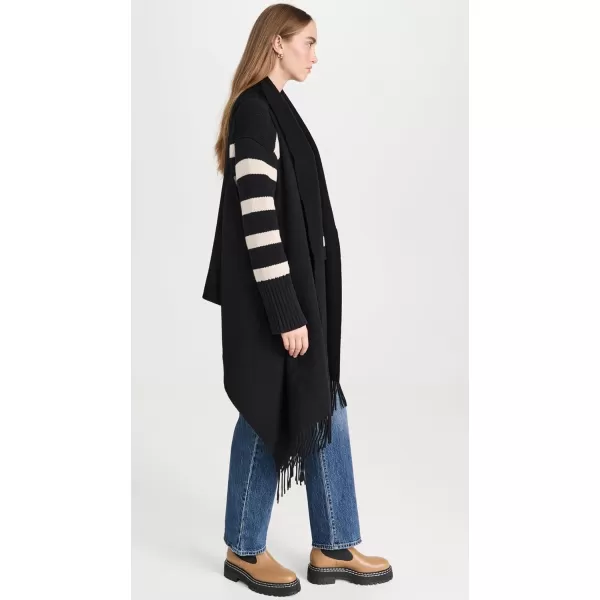 Rag amp Bone Womens Addison Fringed ShawlBlk