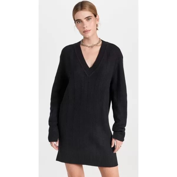 Rag amp Bone Womens Durham Herringbone Cashmere Mini DressBlack