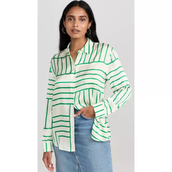 Rails Womens Mara Button Down ShirtGreen Line Art