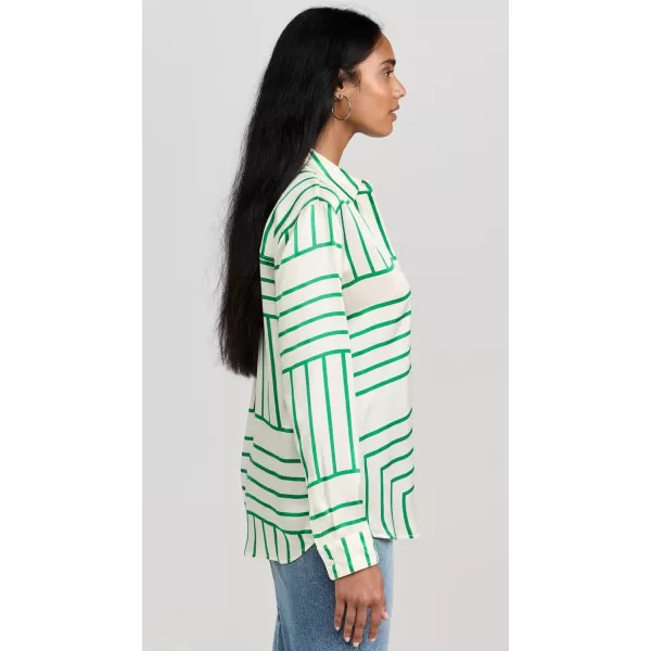 Rails Womens Mara Button Down ShirtGreen Line Art