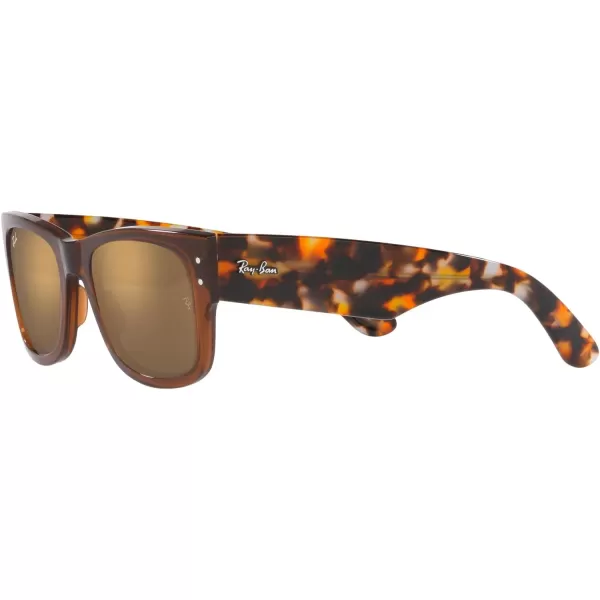 RayBan RB0840s Mega Wayfarer Square SunglassesTransparent BrownLight Brown Mirrored Gold