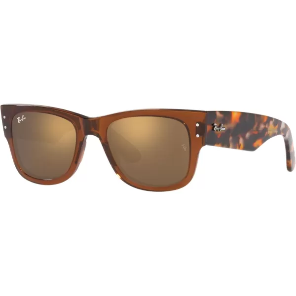 RayBan RB0840s Mega Wayfarer Square SunglassesTransparent BrownLight Brown Mirrored Gold