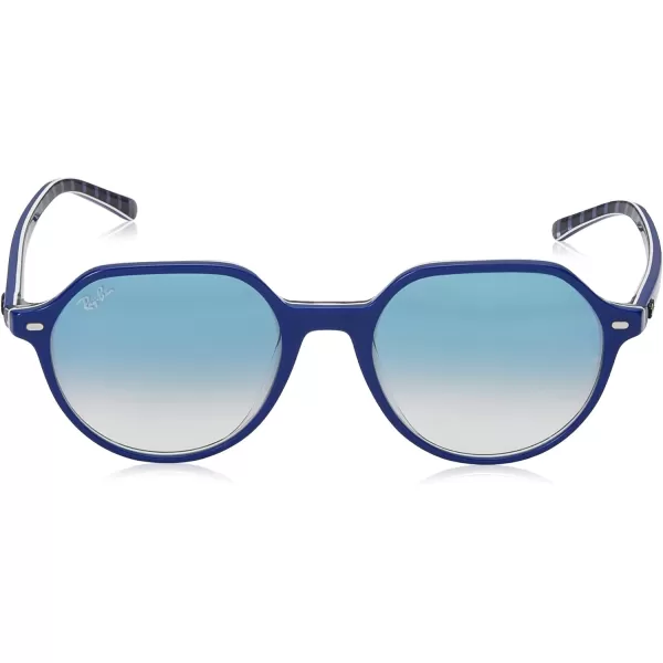 RayBan RB2195 Thalia Square SunglassesBlue on Vichy BlueWhiteClear Gradient Blue