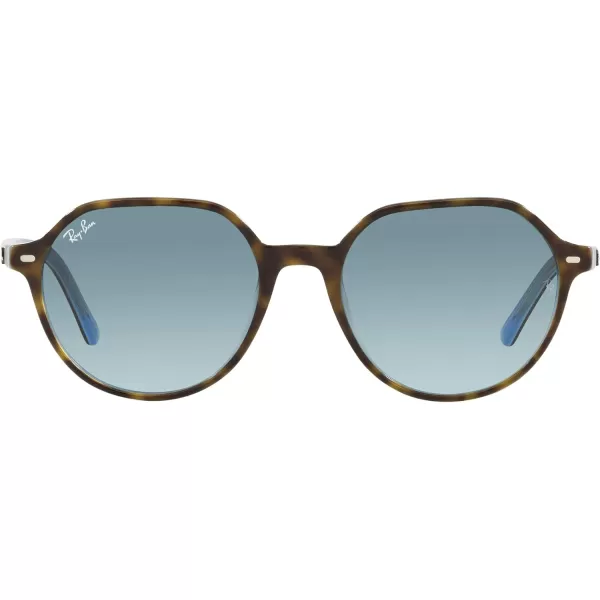 RayBan RB2195 Thalia Square SunglassesHavana on Light BlueBlue Gradient Grey