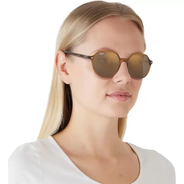 RayBan RB2195 Thalia Square SunglassesTransparent BrownLight Brown Mirrored Gold