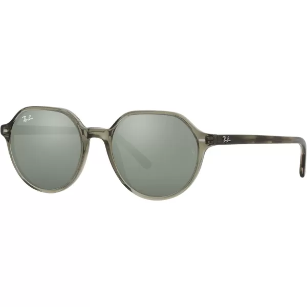 RayBan RB2195 Thalia Square SunglassesTransparent GreenGrey Mirror