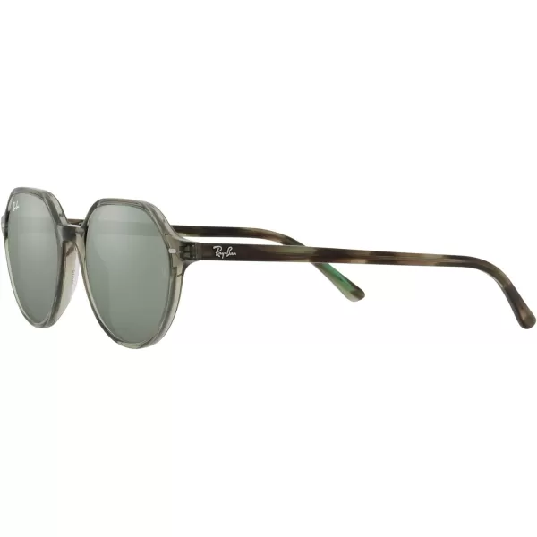 RayBan RB2195 Thalia Square SunglassesTransparent GreenGrey Mirror