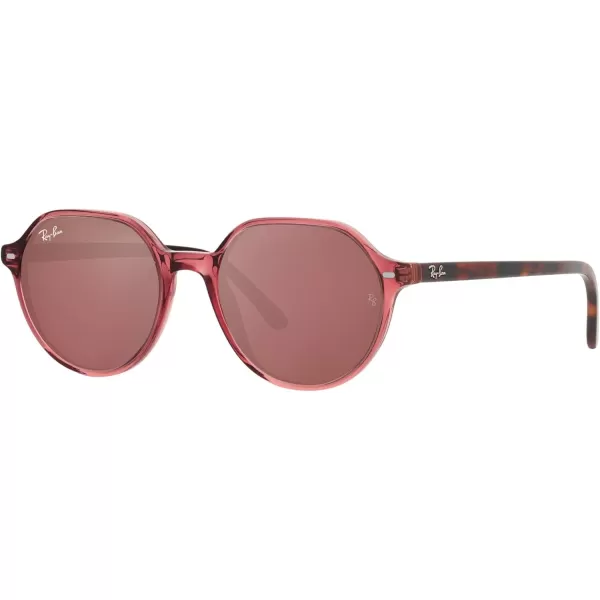 RayBan RB2195 Thalia Square SunglassesTransparent Pink on Brown amp Violet HavanaBrown Mirrored Dark Red