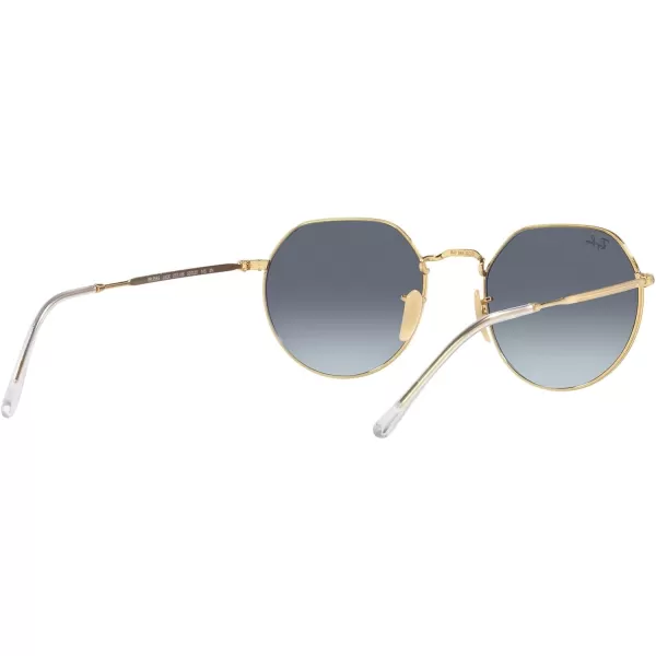 RayBan RB3565 Jack Round SunglassesGoldBlue Gradient Grey