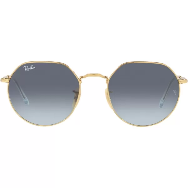 RayBan RB3565 Jack Round SunglassesGoldBlue Gradient Grey