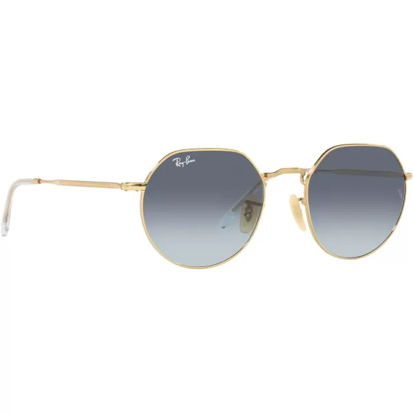 RayBan RB3565 Jack Round SunglassesGoldBlue Gradient Grey