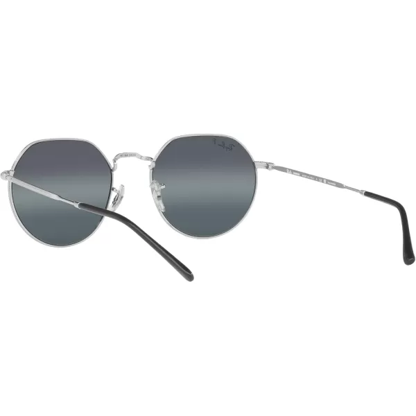 RayBan RB3565 Jack Round SunglassesSilverDark Blue Mirrored Polarized