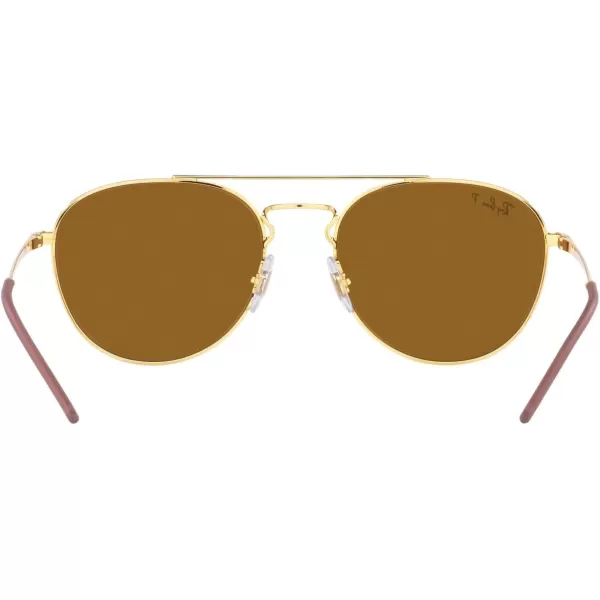 RayBan RB3589 Square SunglassesGoldDark Brown Polarized