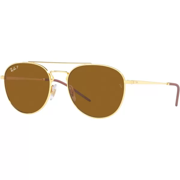 RayBan RB3589 Square SunglassesGoldDark Brown Polarized