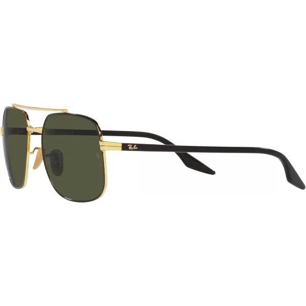 RayBan RB3699 Square SunglassesBlack on GoldGreen