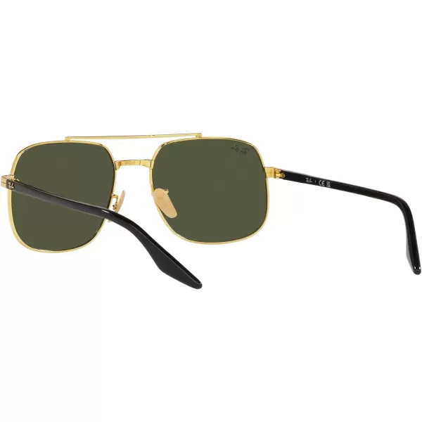 RayBan RB3699 Square SunglassesBlack on GoldGreen