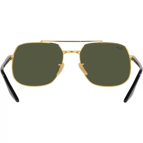 RayBan RB3699 Square SunglassesBlack on GoldGreen