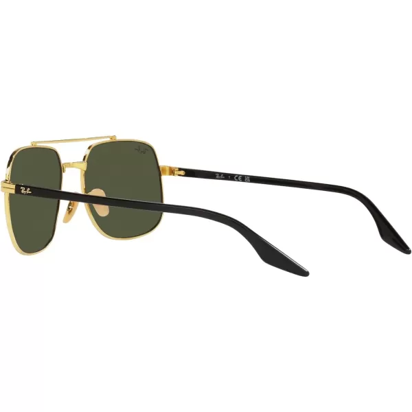 RayBan RB3699 Square SunglassesBlack on GoldGreen