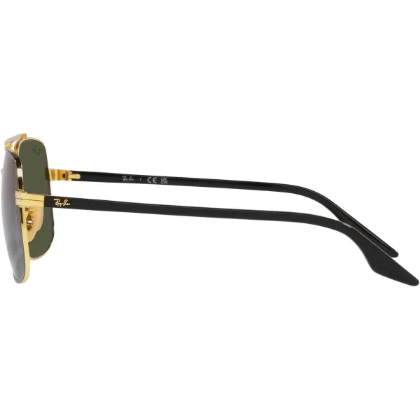 RayBan RB3699 Square SunglassesBlack on GoldGreen