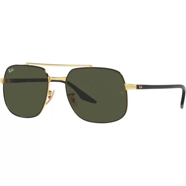 RayBan RB3699 Square SunglassesBlack on GoldGreen