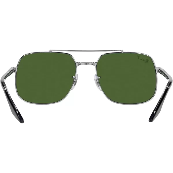 RayBan RB3699 Square SunglassesSilverDark Green Polarized